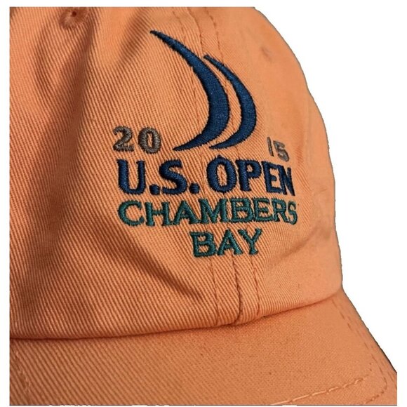 USGA Member 2015 US Open Chambers Bay Golf Strapback Dad Hat Baseball Cap Orange - Picture 8 of 11